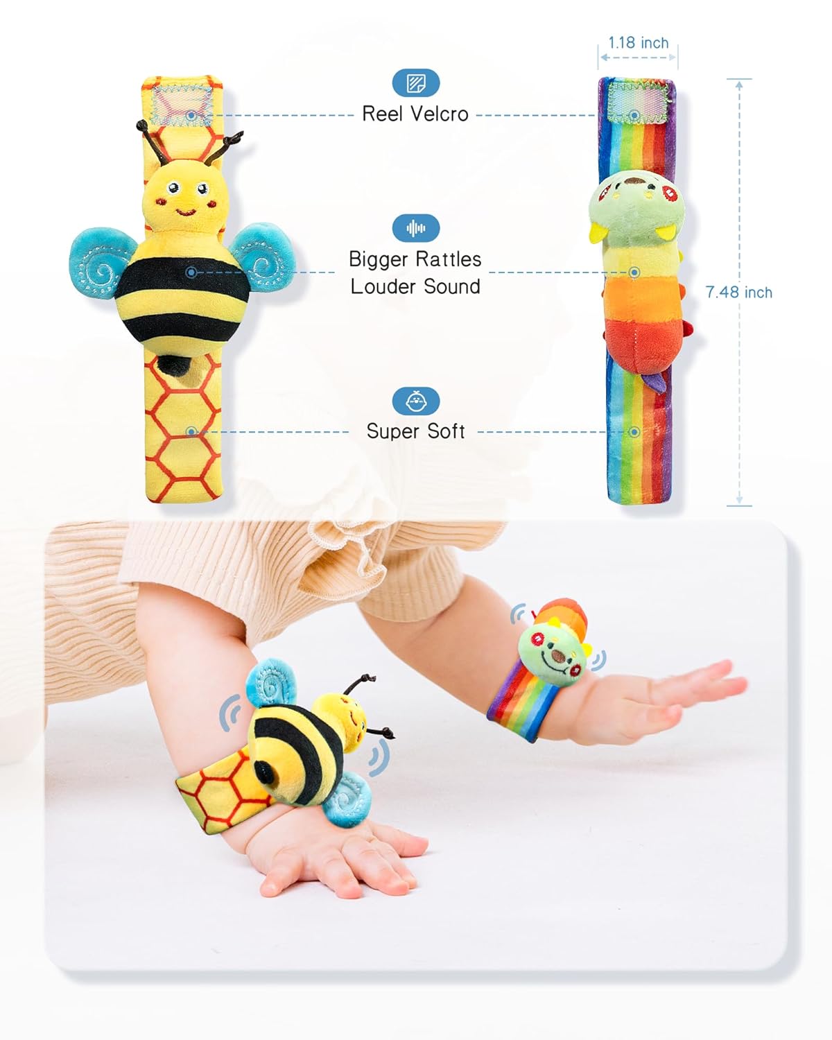 Infinno Baby Wrist Rattle Socks & Foot Finder Set | Sensory Toy for Newborns 0–12 Months
