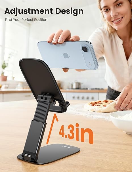 Lamicall Foldable Phone Stand – Adjustable Desk Holder for iPhone & Galaxy Devices