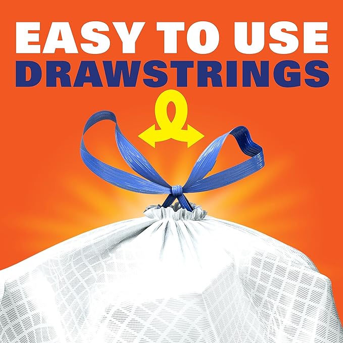 Hefty Ultra Strong 13 Gallon Trash Bags – Lavender Vanilla Odor Control Drawstring Kitchen Bags