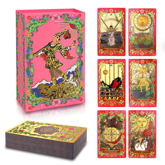 Tarot Cards,Red Tarot Cards With Guide Book Waterproof Tarot Cards Tarot Gold Foil Tarot Cards for Beginners Tarot Deck Tarot Cards with Meanings on Them Rider Waite Tarot Deck Tarot Tarot Decks