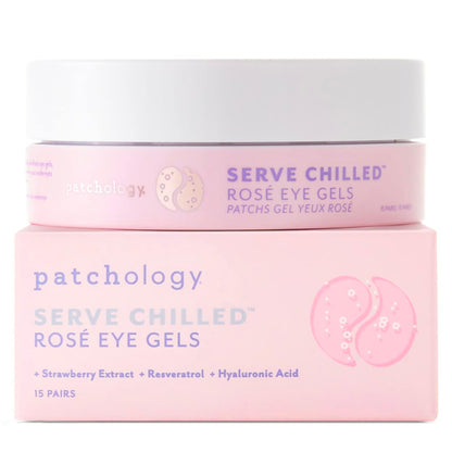 Patchology Serve Chilled Rosé Eye Gels - Eye Patches for Puffy eyes & Dark Circles Gel Eye Patches Under Eye Mask w/Hyaluronic Acid Eye Treatment Products & Mini Beauty Products (15 Pairs/Jar)
