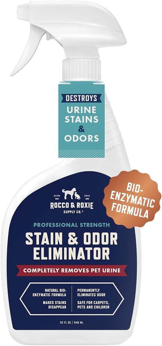 Rocco & Roxie Pet Stain & Odor Eliminator – Enzyme Cleaner for Dog & Cat Urine 32oz