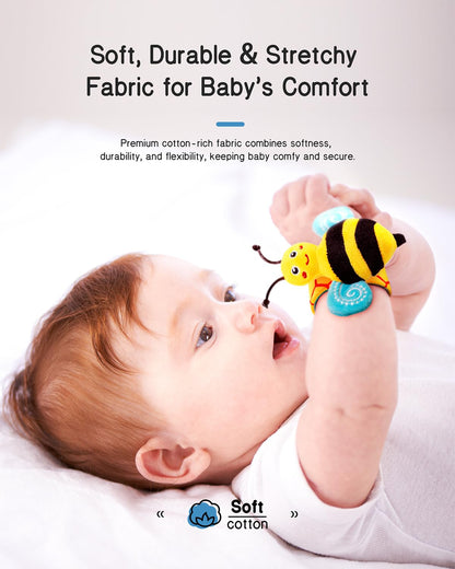 Infinno Baby Wrist Rattle Socks & Foot Finder Set | Sensory Toy for Newborns 0–12 Months