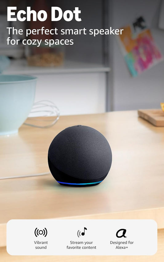 Amazon Echo Dot (Newest Model) Smart Speaker with Alexa | Vibrant Sound | Charcoal