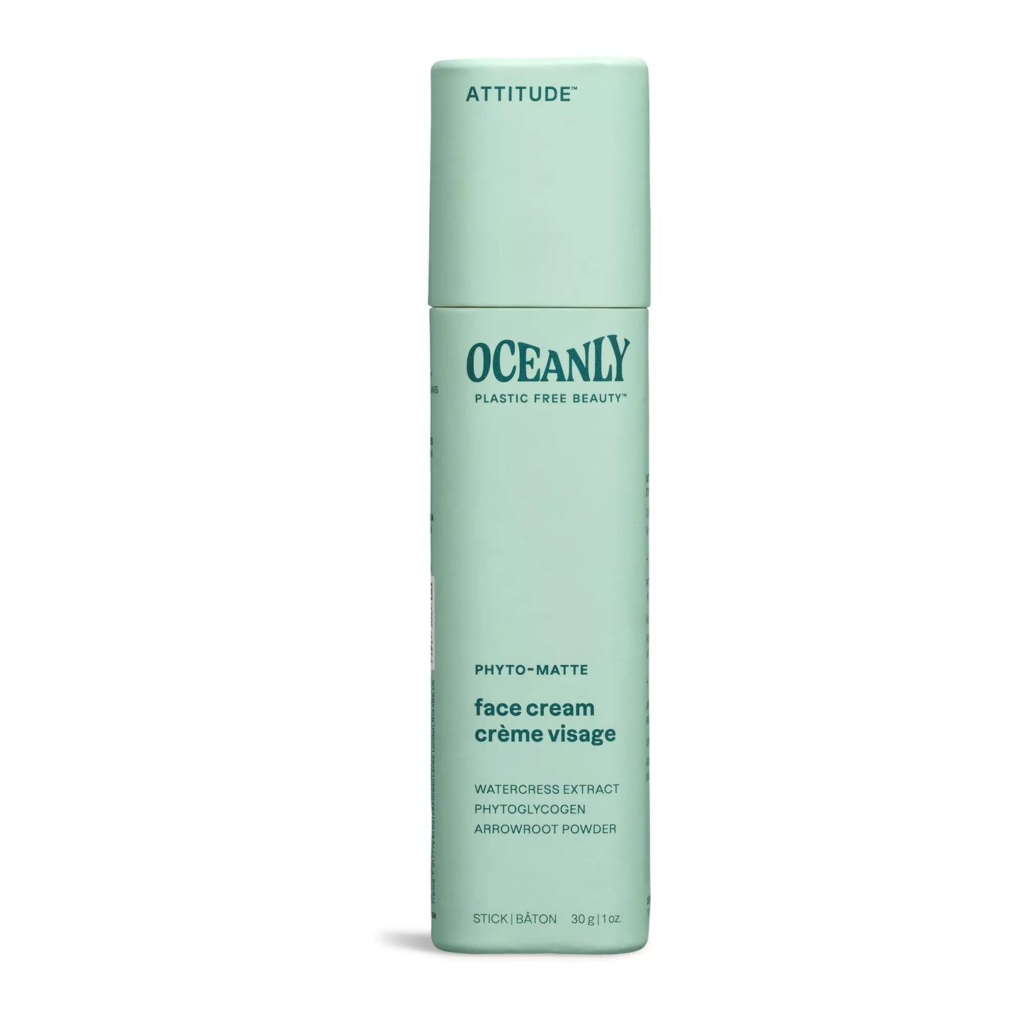ATTITUDE Oceanly Face Cream Stick EWG Verified Plastic-free Plant and Mineral-Based Ingredients Vegan and Cruelty-free Beauty Products PHYTO MATTE Unscented 1 Ounce