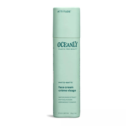 ATTITUDE Oceanly Face Cream Stick EWG Verified Plastic-free Plant and Mineral-Based Ingredients Vegan and Cruelty-free Beauty Products PHYTO MATTE Unscented 1 Ounce