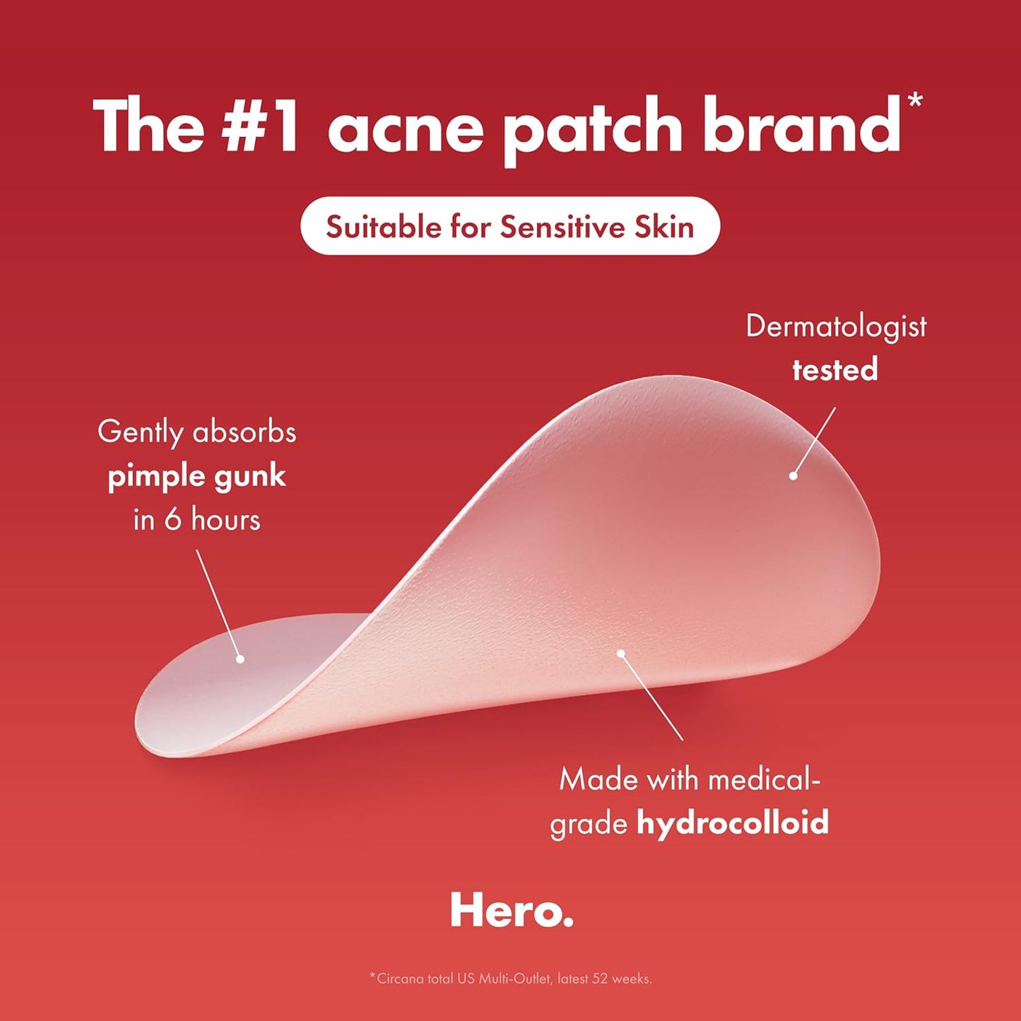 Hero Cosmetics Mighty Patch Original Acne Pimple Patches – Hydrocolloid Spot Treatment for Zits & Whiteheads, Overnight Face Patches, 36 Count