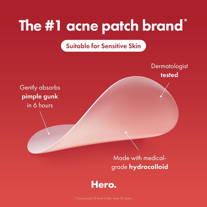 Hero Cosmetics Mighty Patch Original Acne Pimple Patches – Hydrocolloid Spot Treatment for Zits & Whiteheads, Overnight Face Patches, 36 Count