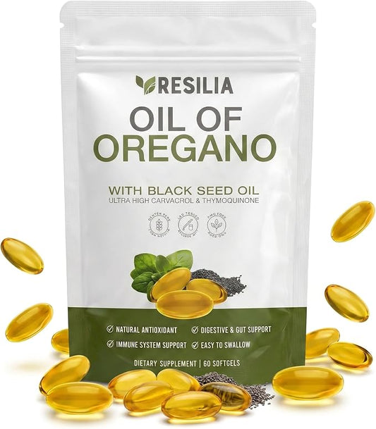 Resilia Black Seed & Oregano Oil Softgels – Immune & Digestive Support 60 Count