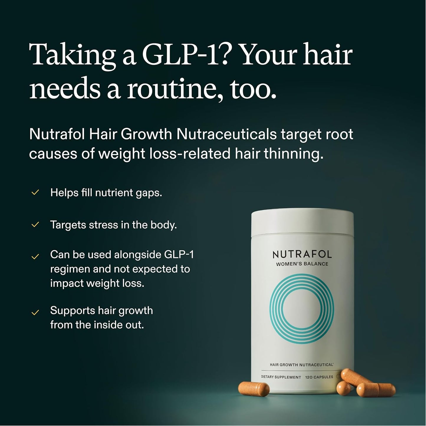 Nutrafol Women's Balance Hair Growth Supplements for Women 45+ | Thicker, Fuller Hair & Scalp Coverage | 1 Month Supply