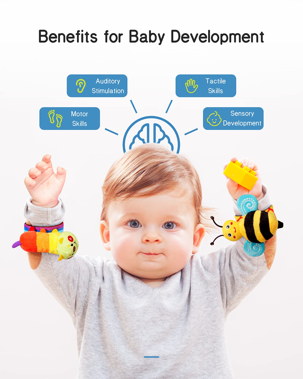 Infinno Baby Wrist Rattle Socks & Foot Finder Set | Sensory Toy for Newborns 0–12 Months