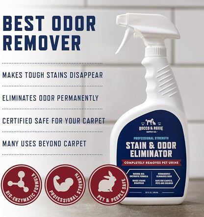 Rocco & Roxie Pet Stain & Odor Eliminator – Enzyme Cleaner for Dog & Cat Urine 32oz