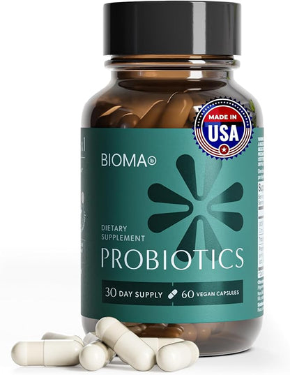 BIOMA Probiotics 60 Capsules – Gut Health & Digestive Support Vegan Gluten-Free Formula