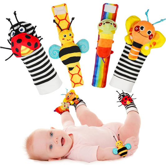 Infinno Baby Wrist Rattle Socks & Foot Finder Set | Sensory Toy for Newborns 0–12 Months
