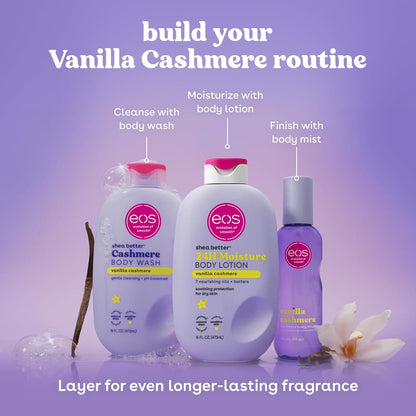 EOS Shea Better Body Lotion Vanilla Cashmere 16 fl oz | 24H Hydration & Vegan Formula