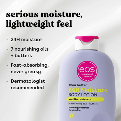 EOS Shea Better Body Lotion Vanilla Cashmere 16 fl oz | 24H Hydration & Vegan Formula