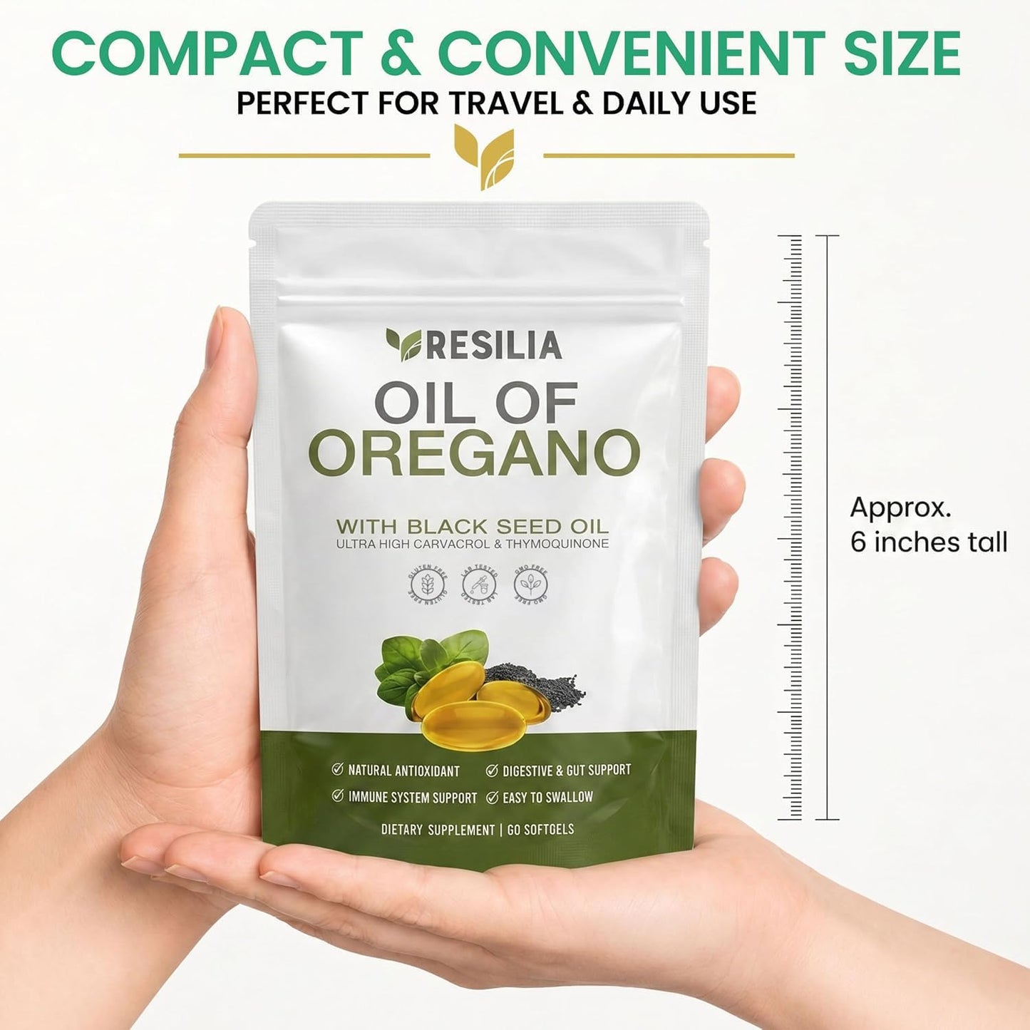 Resilia Black Seed & Oregano Oil Softgels – Immune & Digestive Support 60 Count