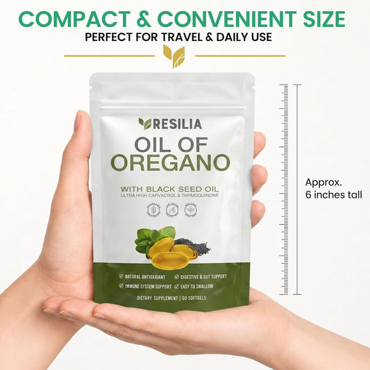 Resilia Black Seed & Oregano Oil Softgels – Immune & Digestive Support 60 Count