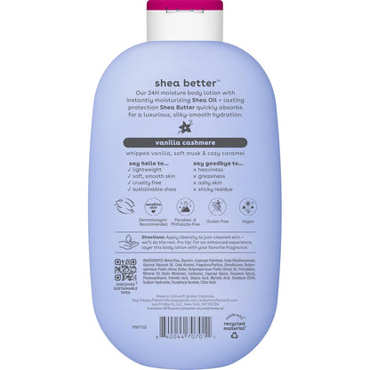 EOS Shea Better Body Lotion Vanilla Cashmere 16 fl oz | 24H Hydration & Vegan Formula