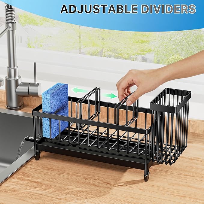Cisily Kitchen Sink Caddy Organizer | Rustproof 304 Stainless Steel Sponge Holder