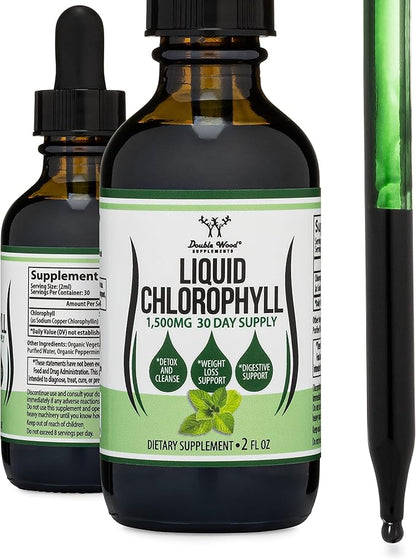 Chlorophyll Liquid Drops 2oz – Peppermint Flavor Vegan Gut Health & Wellness Support