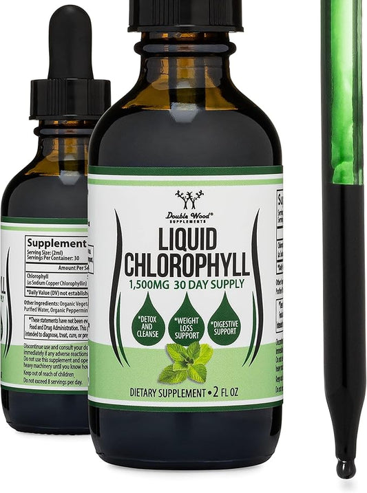 Chlorophyll Liquid Drops 2oz – Peppermint Flavor Vegan Gut Health & Wellness Support