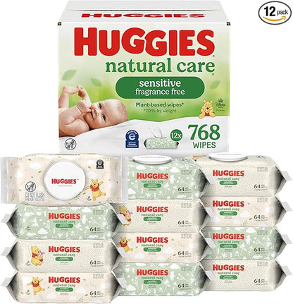Huggies Natural Care Sensitive Baby Wipes 768 Count | Unscented & Hypoallergenic