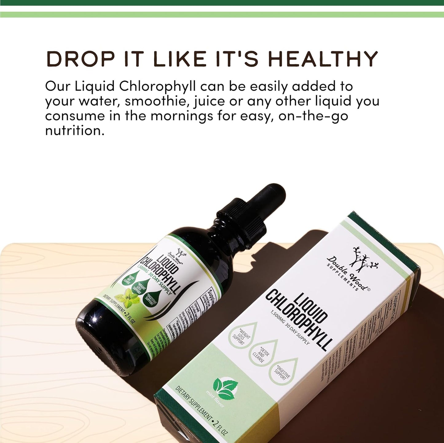 Chlorophyll Liquid Drops 2oz – Peppermint Flavor Vegan Gut Health & Wellness Support