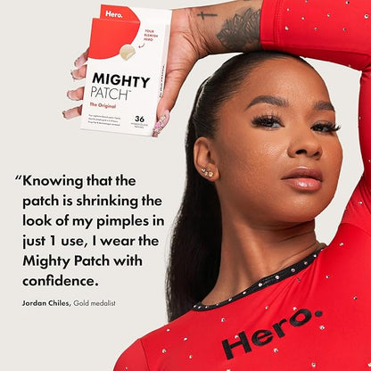 Hero Cosmetics Mighty Patch Original Acne Pimple Patches – Hydrocolloid Spot Treatment for Zits & Whiteheads, Overnight Face Patches, 36 Count
