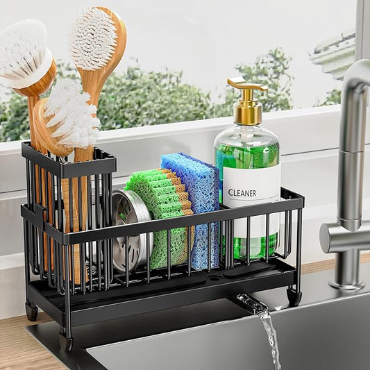 Cisily Kitchen Sink Caddy Organizer | Rustproof 304 Stainless Steel Sponge Holder