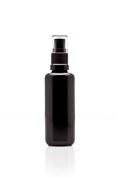 Infinity Jars 50 Ml (1.7 fl oz) Black Ultraviolet Glass Fine Mist Spray Bottle Cleaning Products Refillable Containers Homemade Perfume Blends Room Sprays Bath Beauty Hair Screw Top Bottles 3-Pack